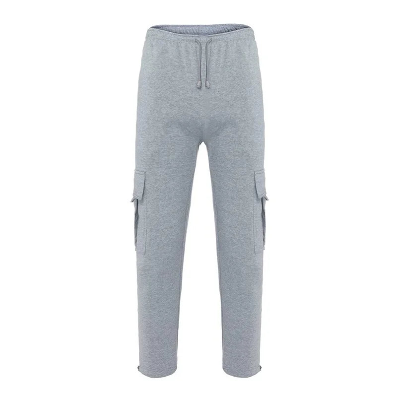 Men’s Loose Cargo Pants Casual Drawstring Elastic Waist Wide Leg Athletic Sweatpants Outdoor Trousers