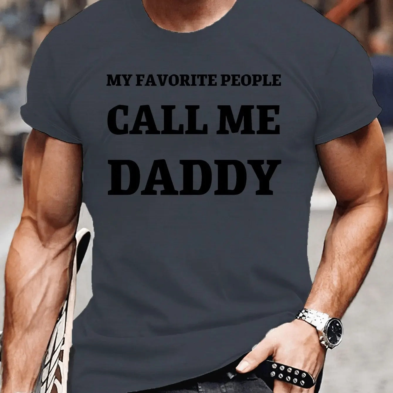 Favorite Daddy Crew Neck Fitted T-Shirt - Moisture-Wicking, Freedom of Movement, Slight Stretch Polyester Fabric - Perfect for C