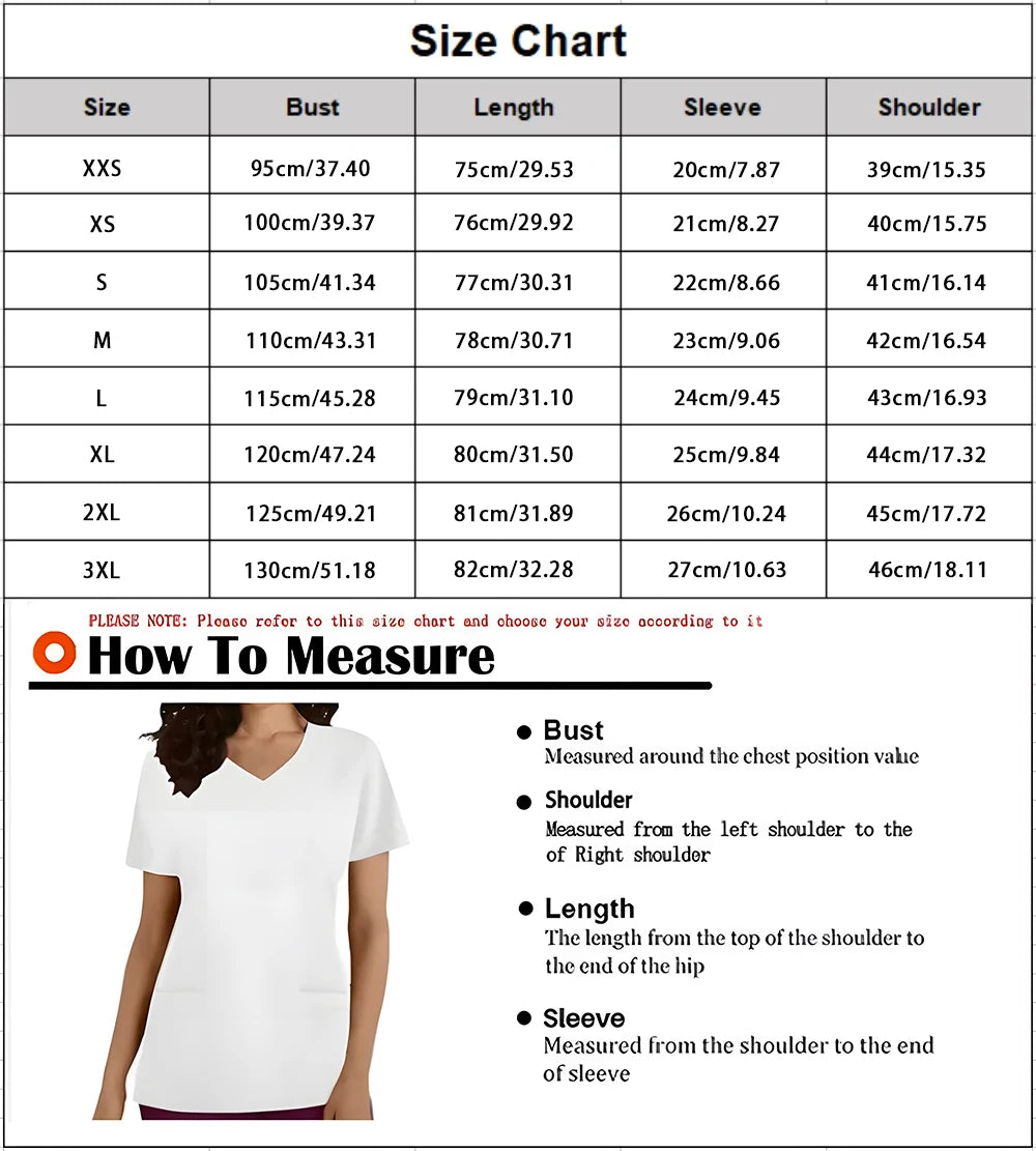 Medical Tools Graphic Healthcare Uniform Nurse Clinic Nursing Workwear Hospital T-shirt casual Short Sleeve Blouse Women Medical