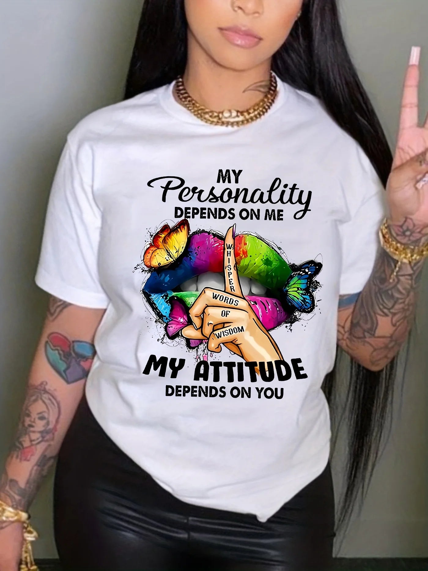 Summer women's Butterflies Lips print large loose casual round neck short sleeved T-shirt Casual Short Sleeve Shirt