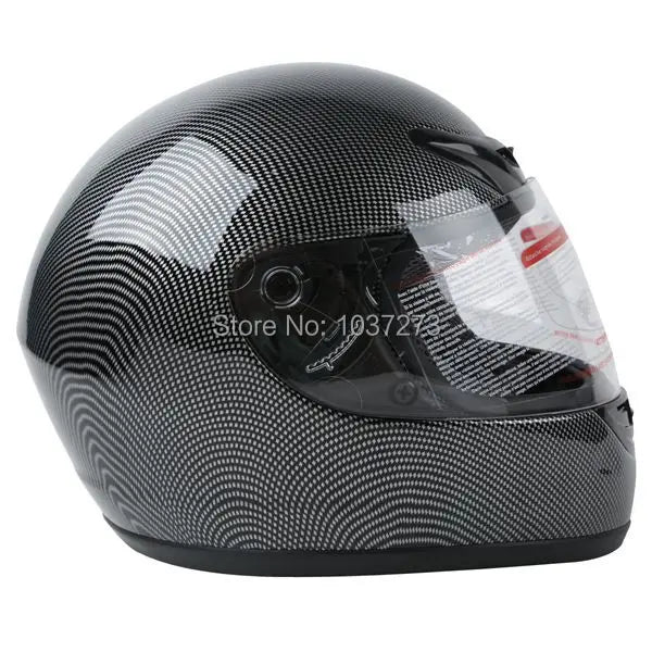 BLACK CARBON FIBER FULL FACE DOT MOTORCYCLE HELMET