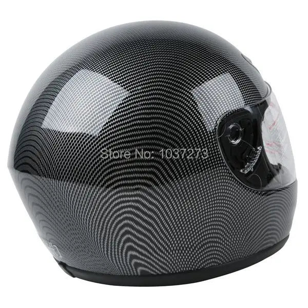 BLACK CARBON FIBER FULL FACE DOT MOTORCYCLE HELMET