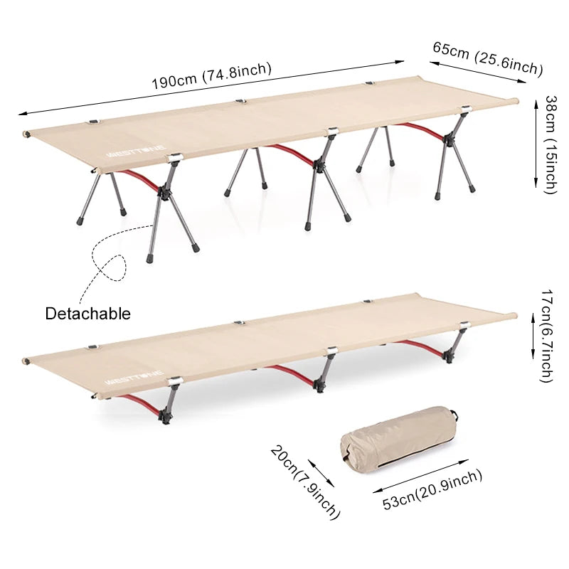 Portable Camping Cot with Leg Extenders