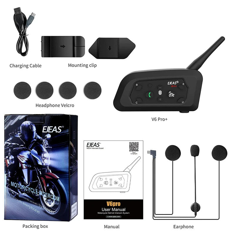 Motorcycle Intercom Helmet Bluetooth Headset