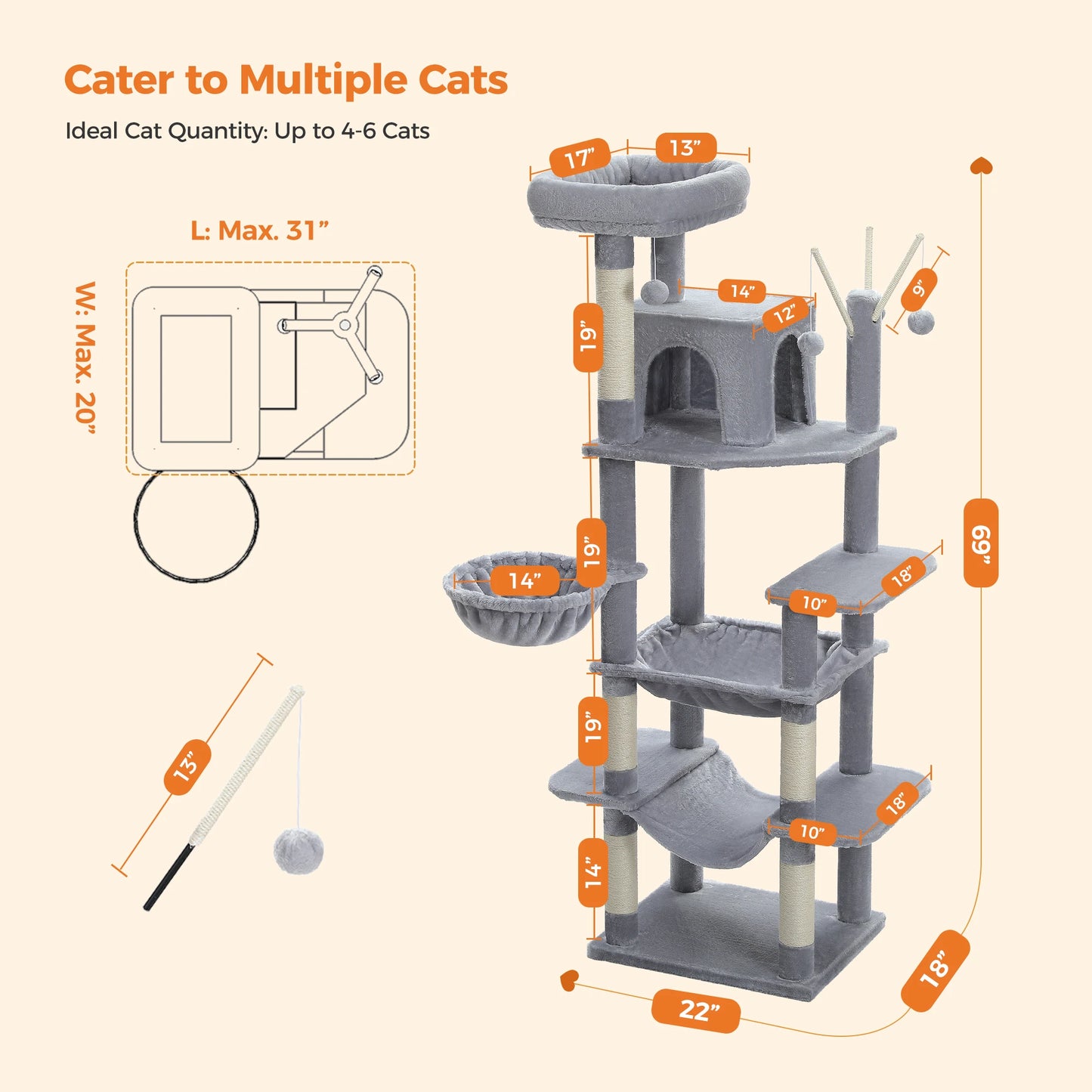 Large Cat Tree With Scratching Post