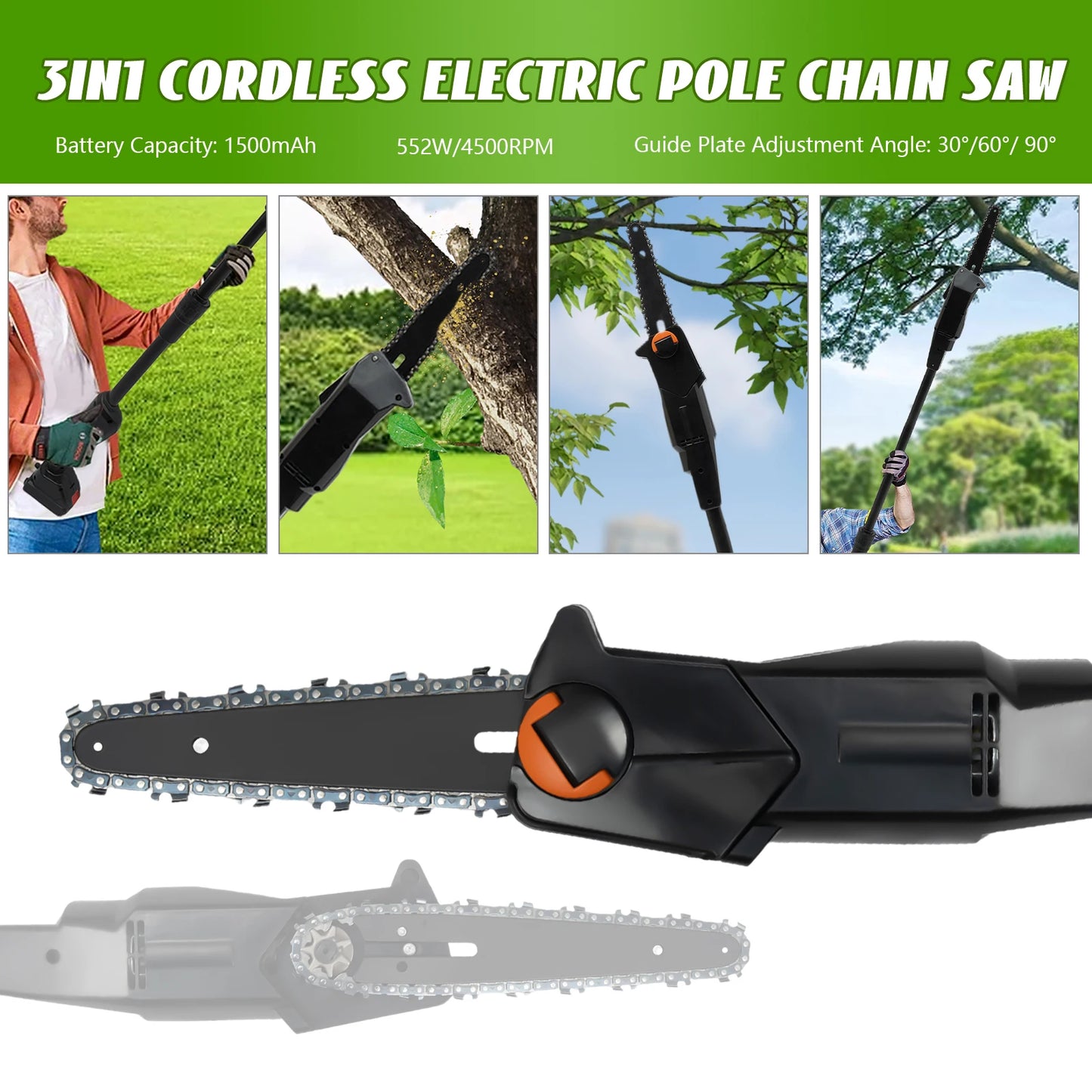 Electric High Branch Pole Saw And Battery