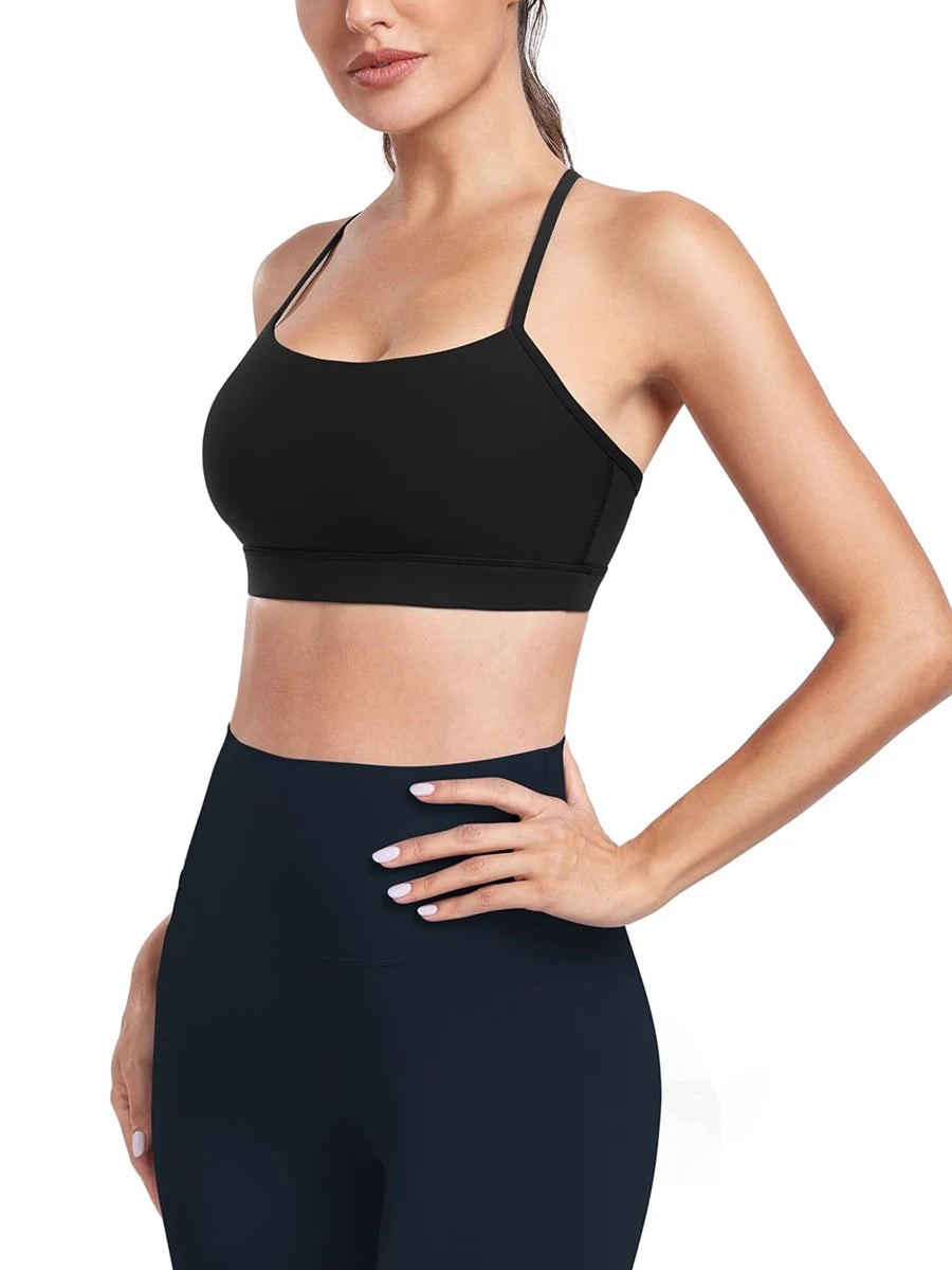 Women Seamless High Impact Sports Bra with Removable Pads Cross Back Straps