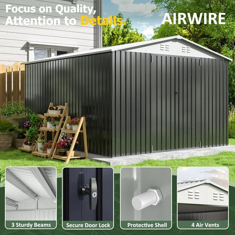 Outdoor Storage Shed With Lockable Doors