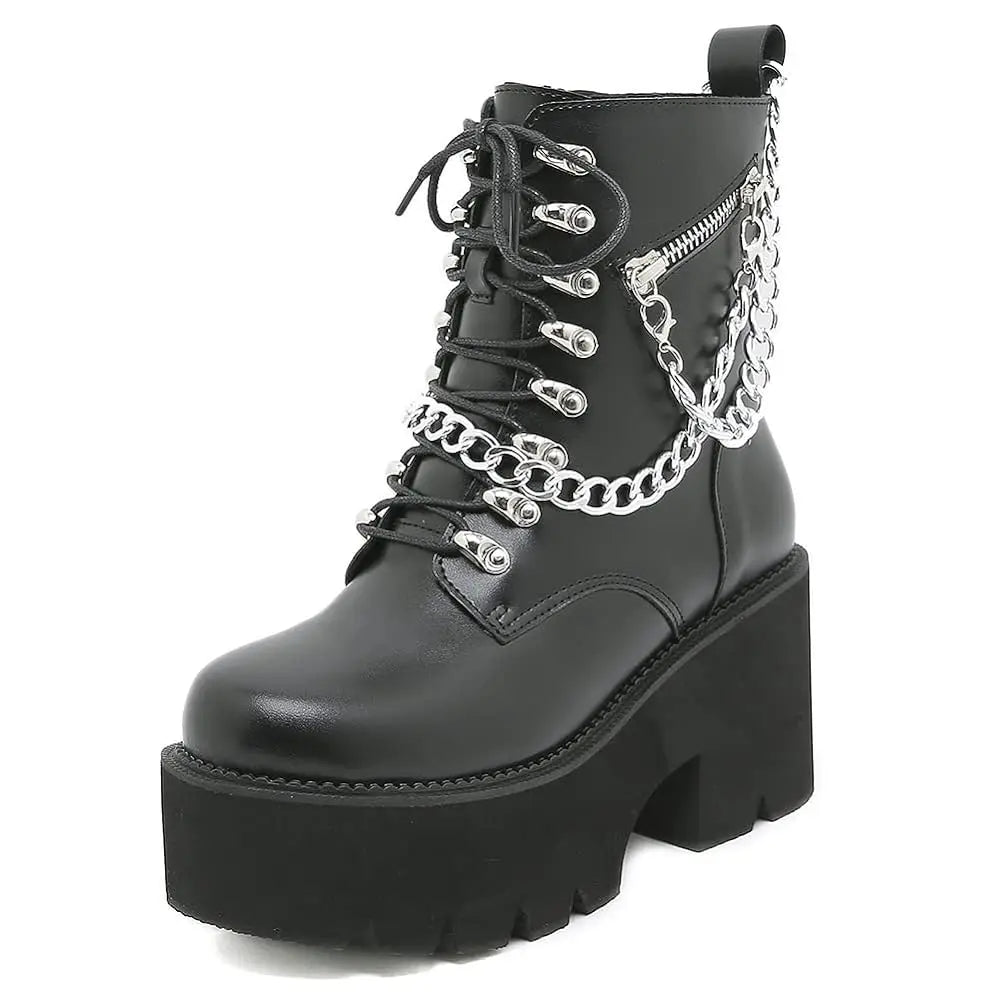 Women's Gothic Ankle Platform Biker Boots