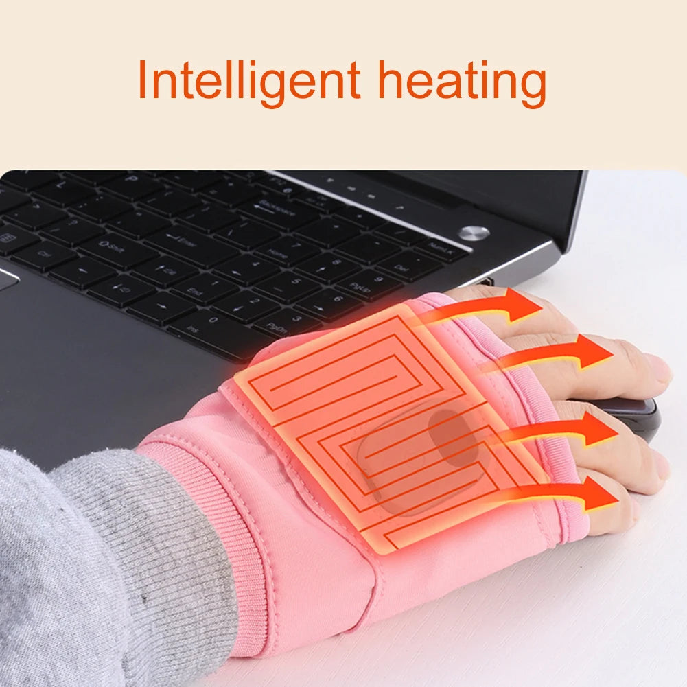 Rechargeable Heated Thermal Gloves Windproof Fingerless