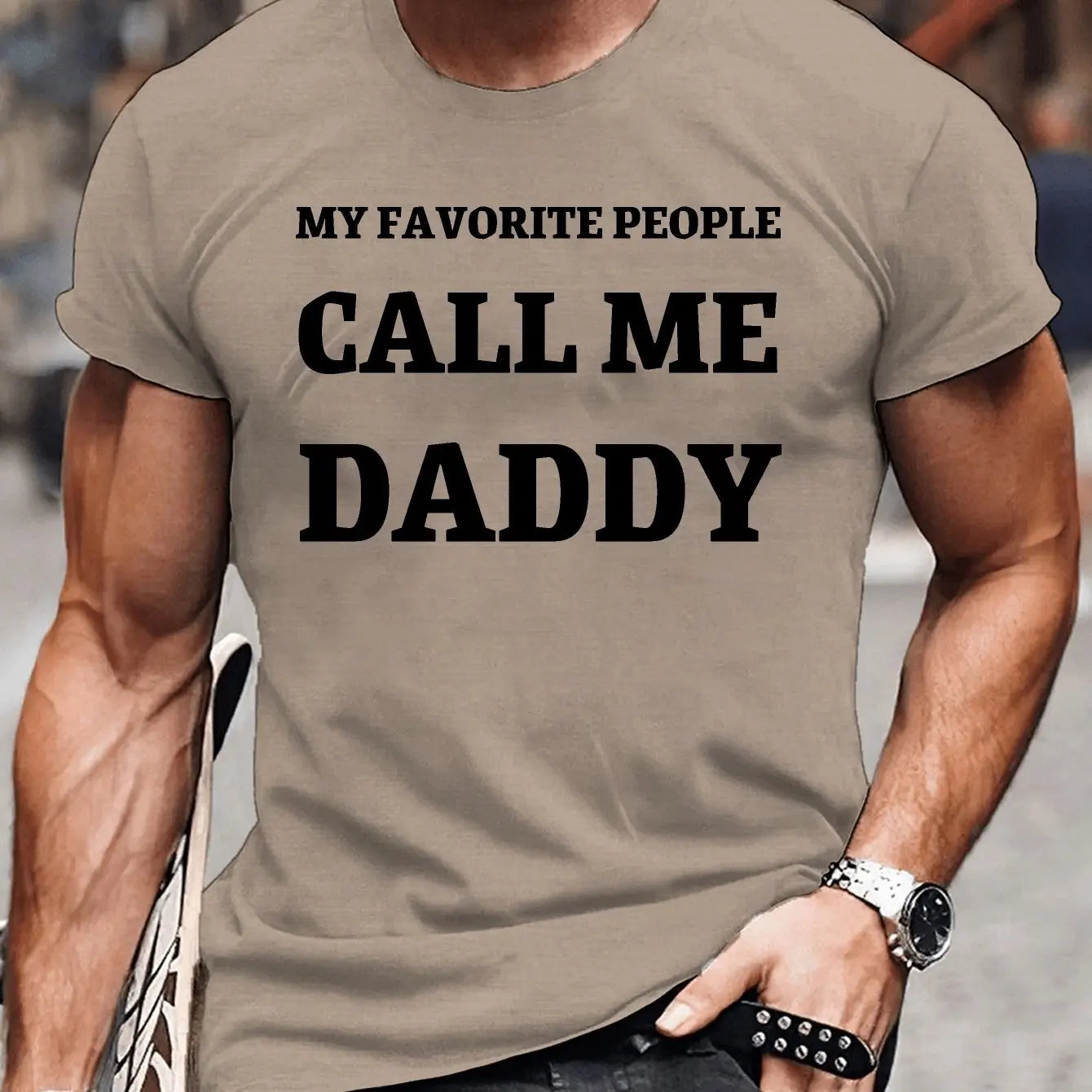 Favorite Daddy Crew Neck Fitted T-Shirt - Moisture-Wicking, Freedom of Movement, Slight Stretch Polyester Fabric - Perfect for C