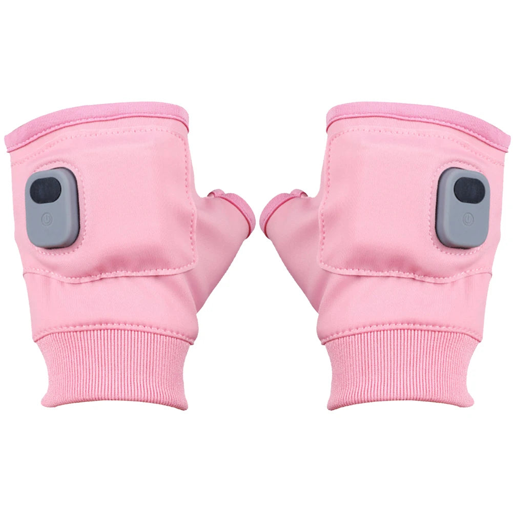 Rechargeable Heated Thermal Gloves Windproof Fingerless