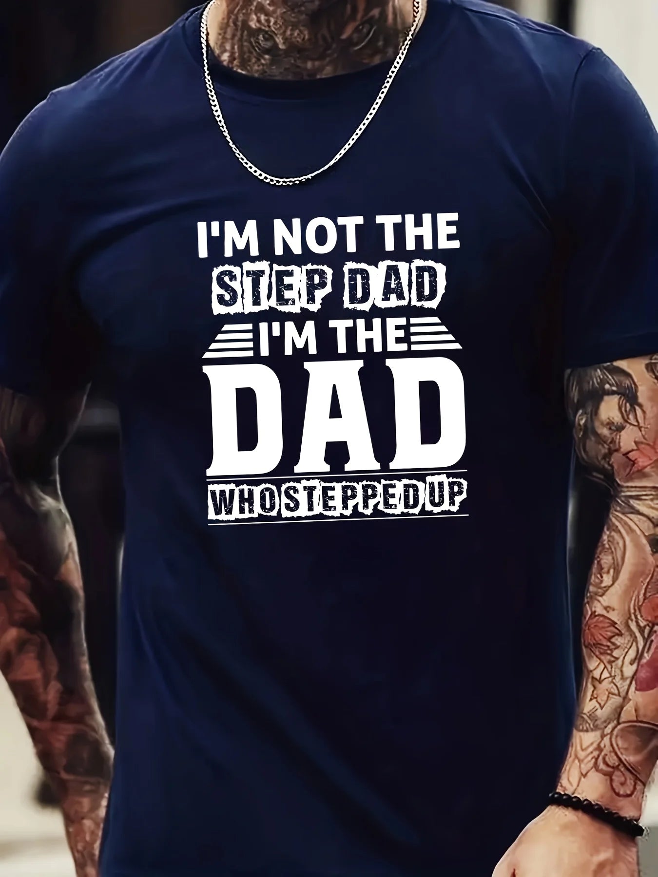 Father's Day DAD Print Men's Short Sleeve T-shirts, Comfy Casual Breathable Tops For Men's Fitness Training, Jogging, Outdoor Ac