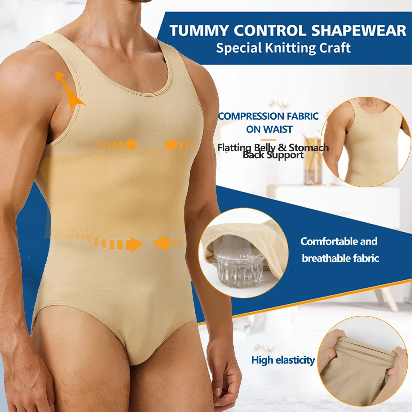 Men's Sleeveless Full Body Shaper Tummy Control