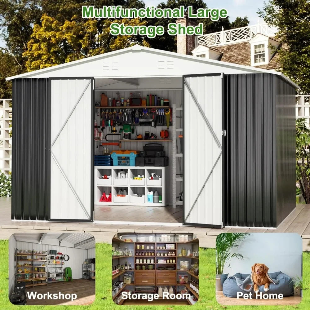 Outdoor Storage Shed With Lockable Doors