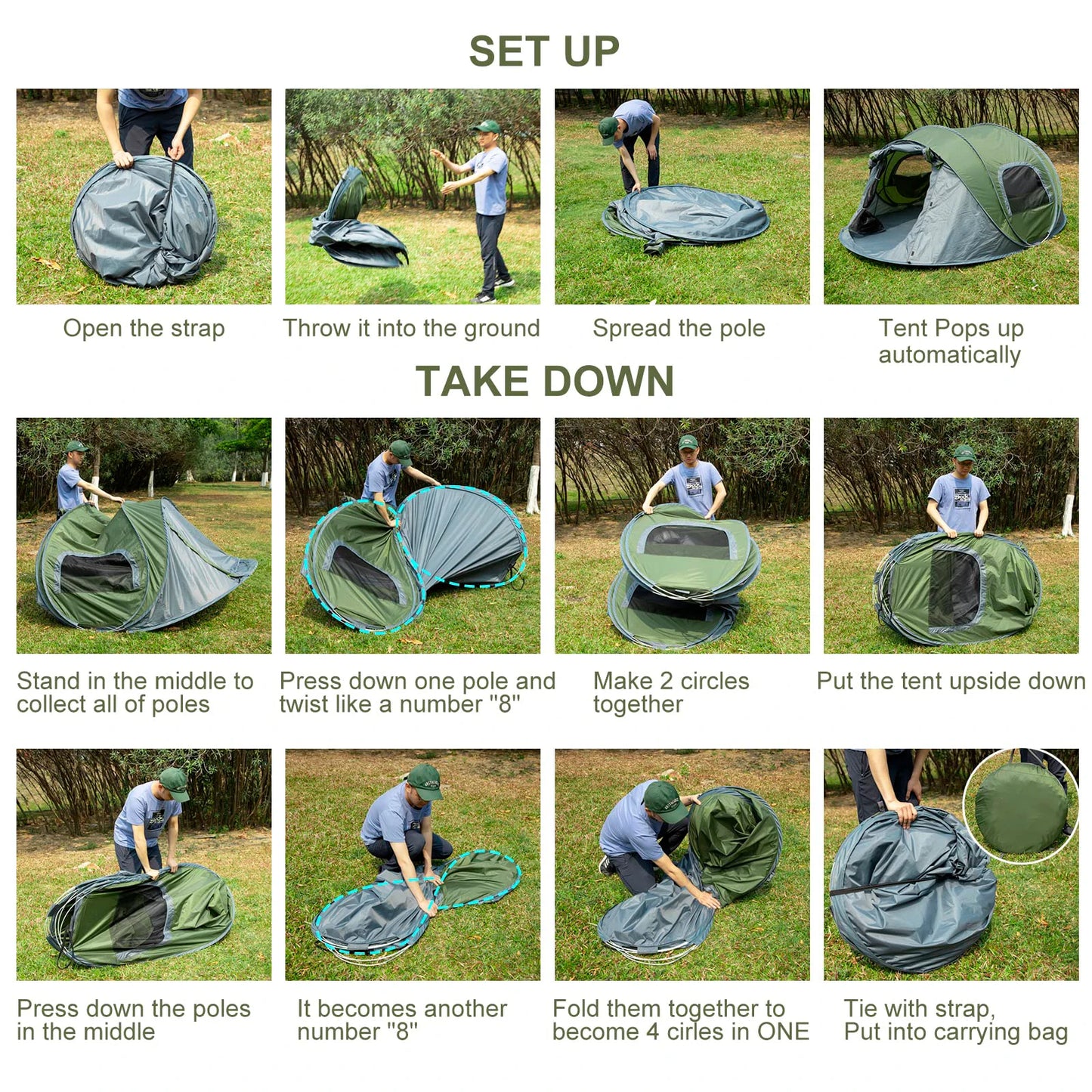 3-4 People Outdoor Throw Open Waterproof Tent