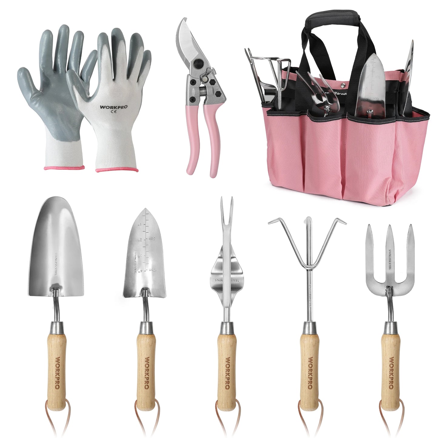 8-Piece Stainless Steel Pink Garden Tool Set