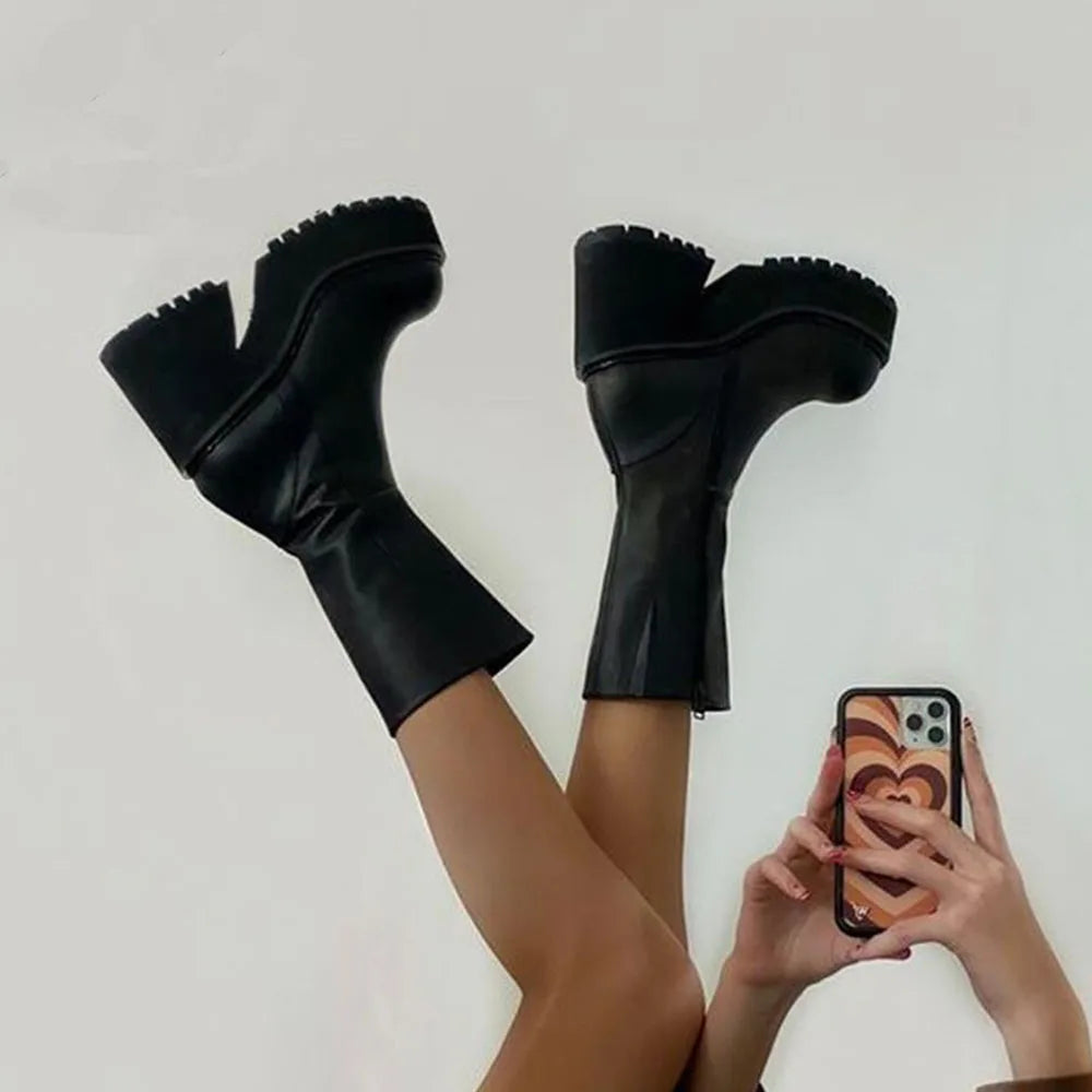 Goth Platform High Heel Women Ankle Boots