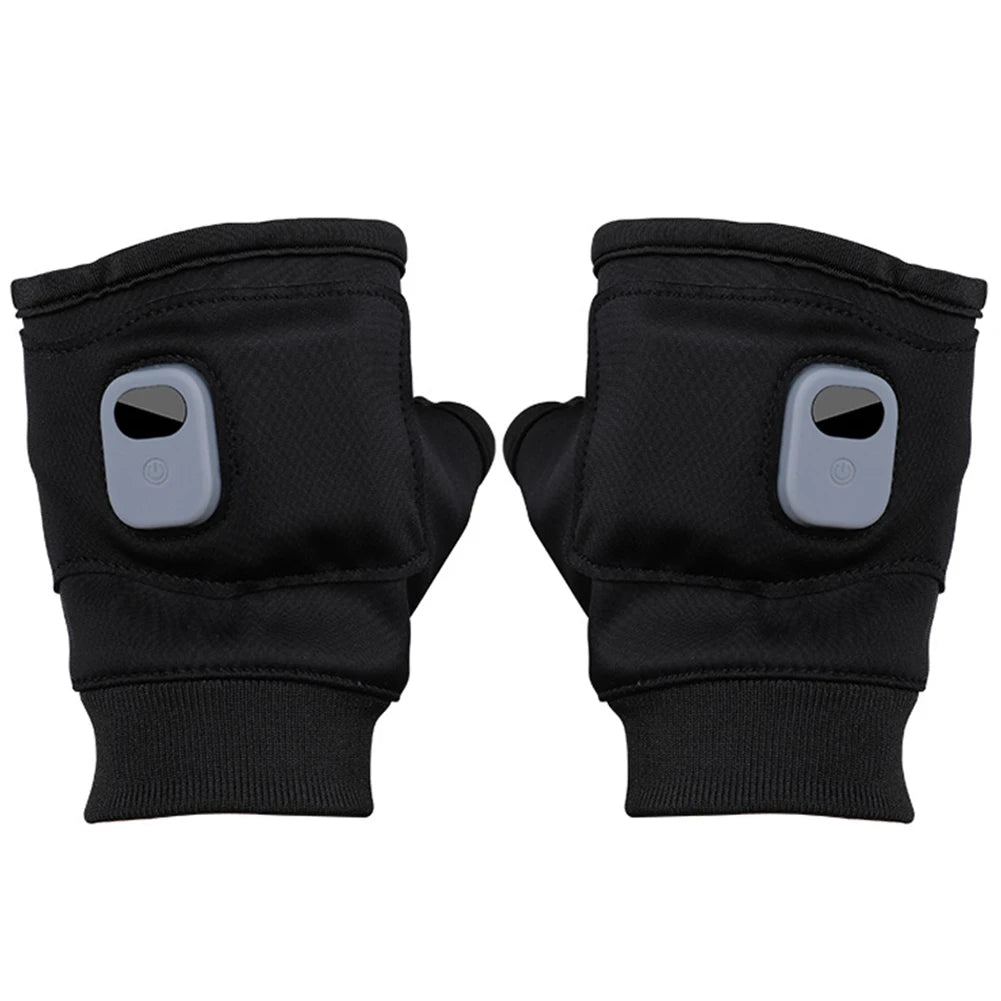 Rechargeable Heated Thermal Gloves Windproof Fingerless