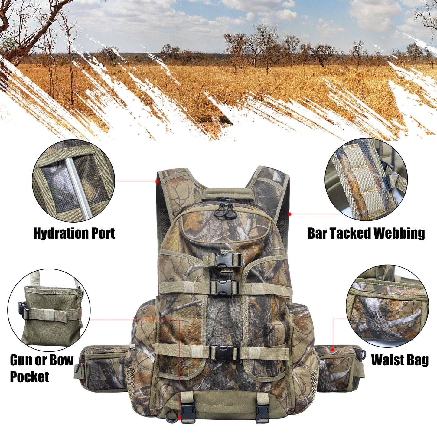 Hunting Backpack with Gun Bow Pocket