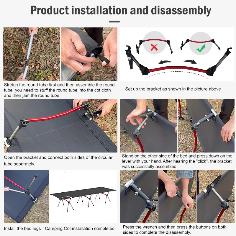 Portable Camping Cot with Leg Extenders